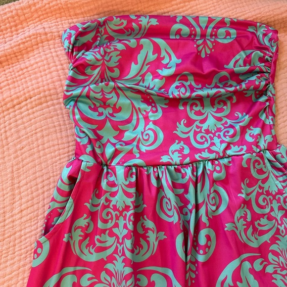 Vibrant Pink and Blue Patterned Dress - Picture 3 of 6